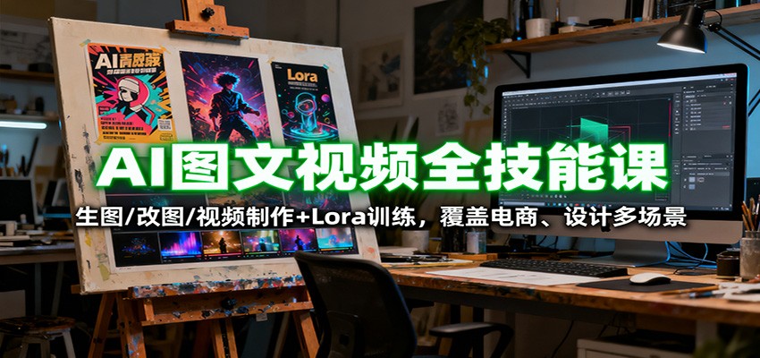 AI图文视频全技能课：生图/改图/视频制作+Lora训练，覆盖电商、设计多场景-黑马创业网
